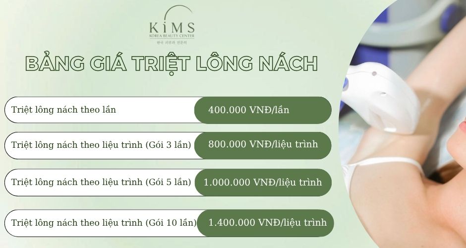Bảng giá triệt lông nách.