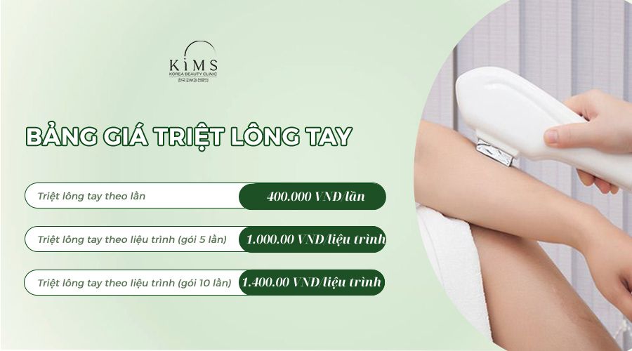 bảng giá triệt lông tay