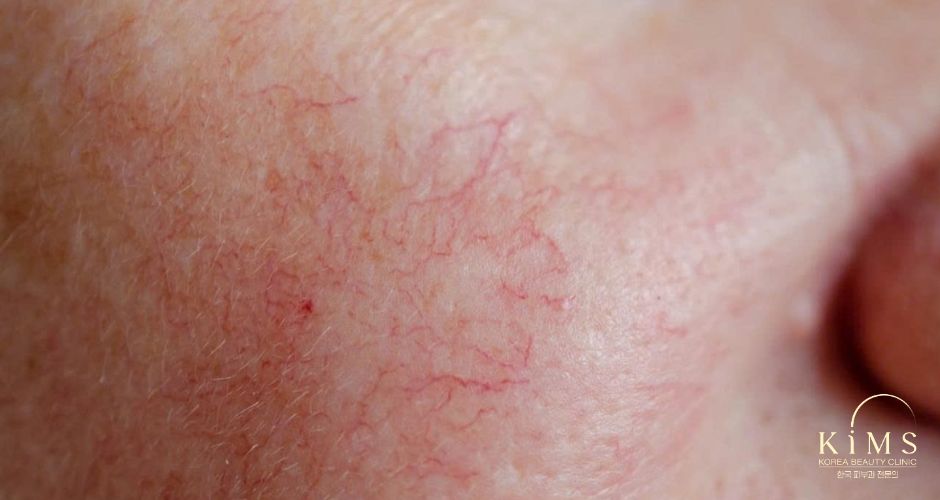 Da tăng sắc tố, nổi mao mạch.
