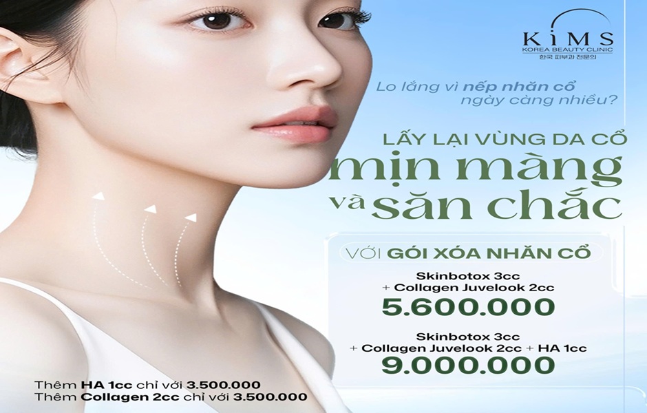 Xóa nếp nhăn cổ Skinbotox, Collagen, HA.