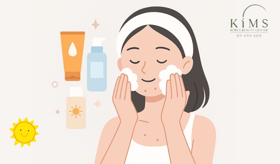 Quy trình skincare cho da dầu mụn vào ban ngày.
