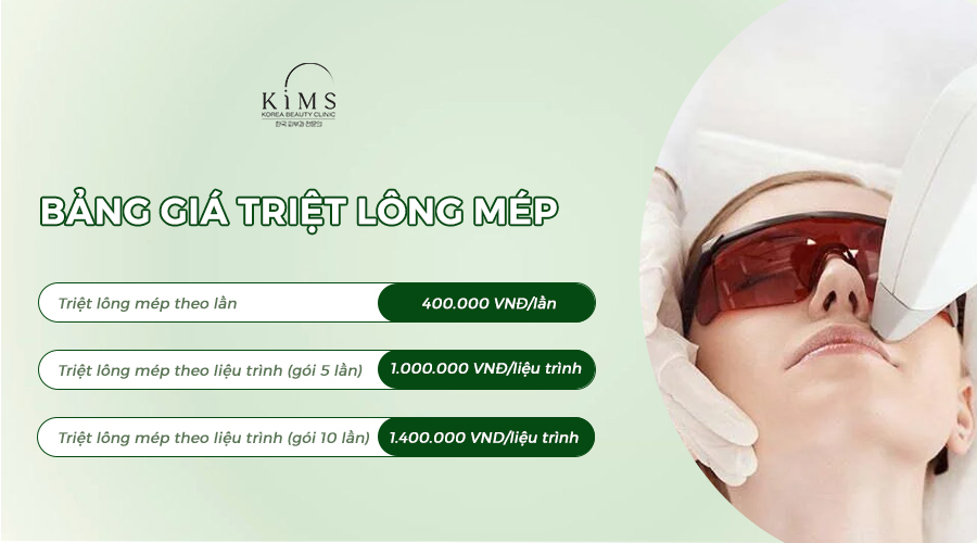 Bảng giá triệt lông mép tại Kims Korea Clinic