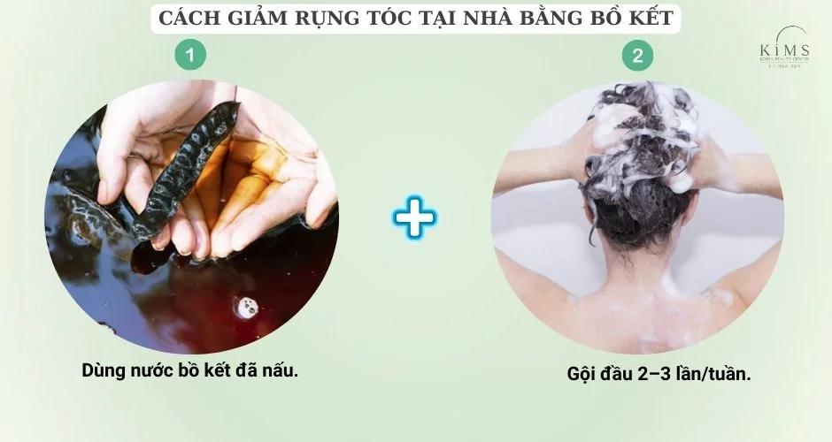Cách giảm rụng tóc tại nhà bằng nước bồ kêt.