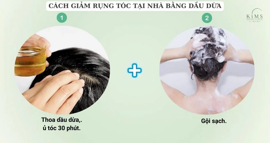 Cách giảm rụng tóc tại nhà bằng dầu dừa.
