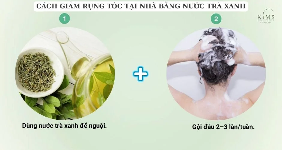 Cách giảm rụng tóc tại nhà bằng nước trà xanh.