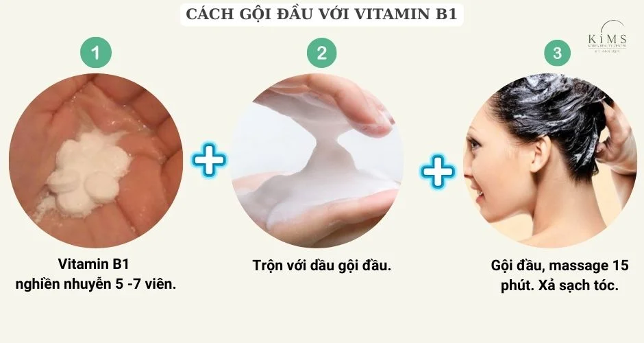 Cách gội đầu với Vitamin B1.