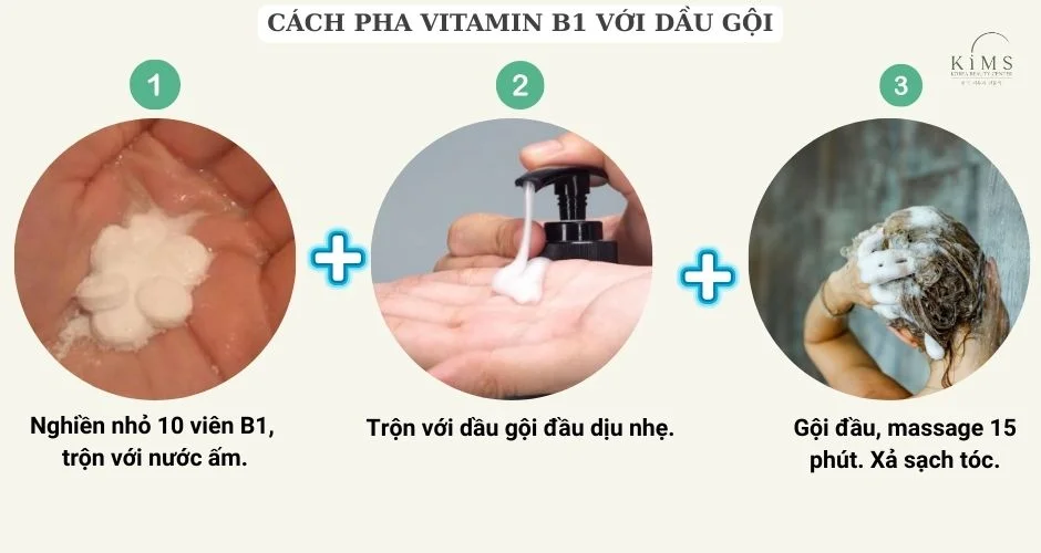 Cách pha B1 với dầu gội đầu.