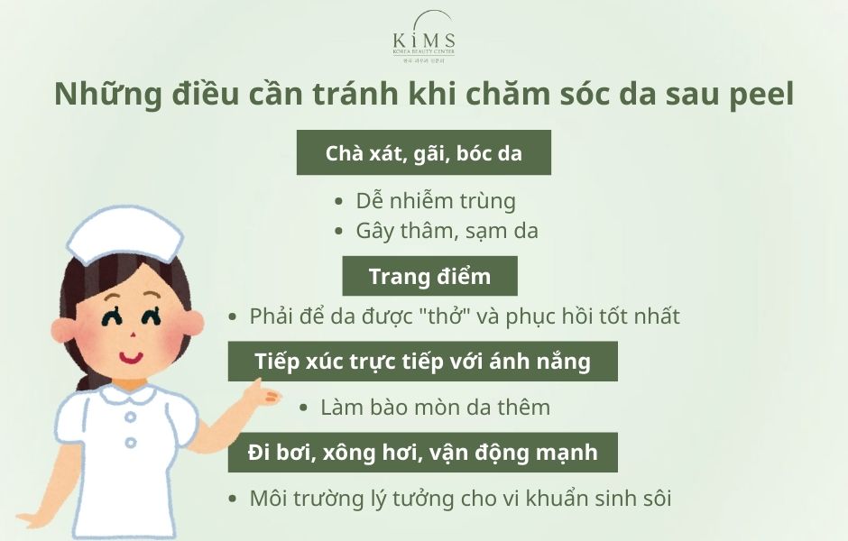Những điều cần tránh khi chăm sóc da sau peel