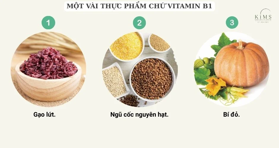 Một vài thực phẩm chứa Vitamin B1.