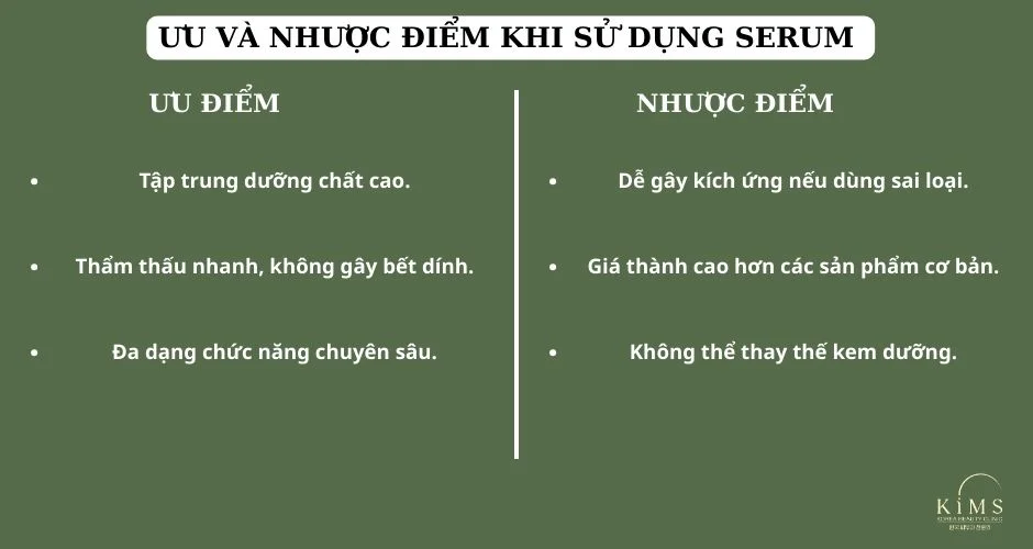 Ưu và nhược điểm khi sử dụng serum
